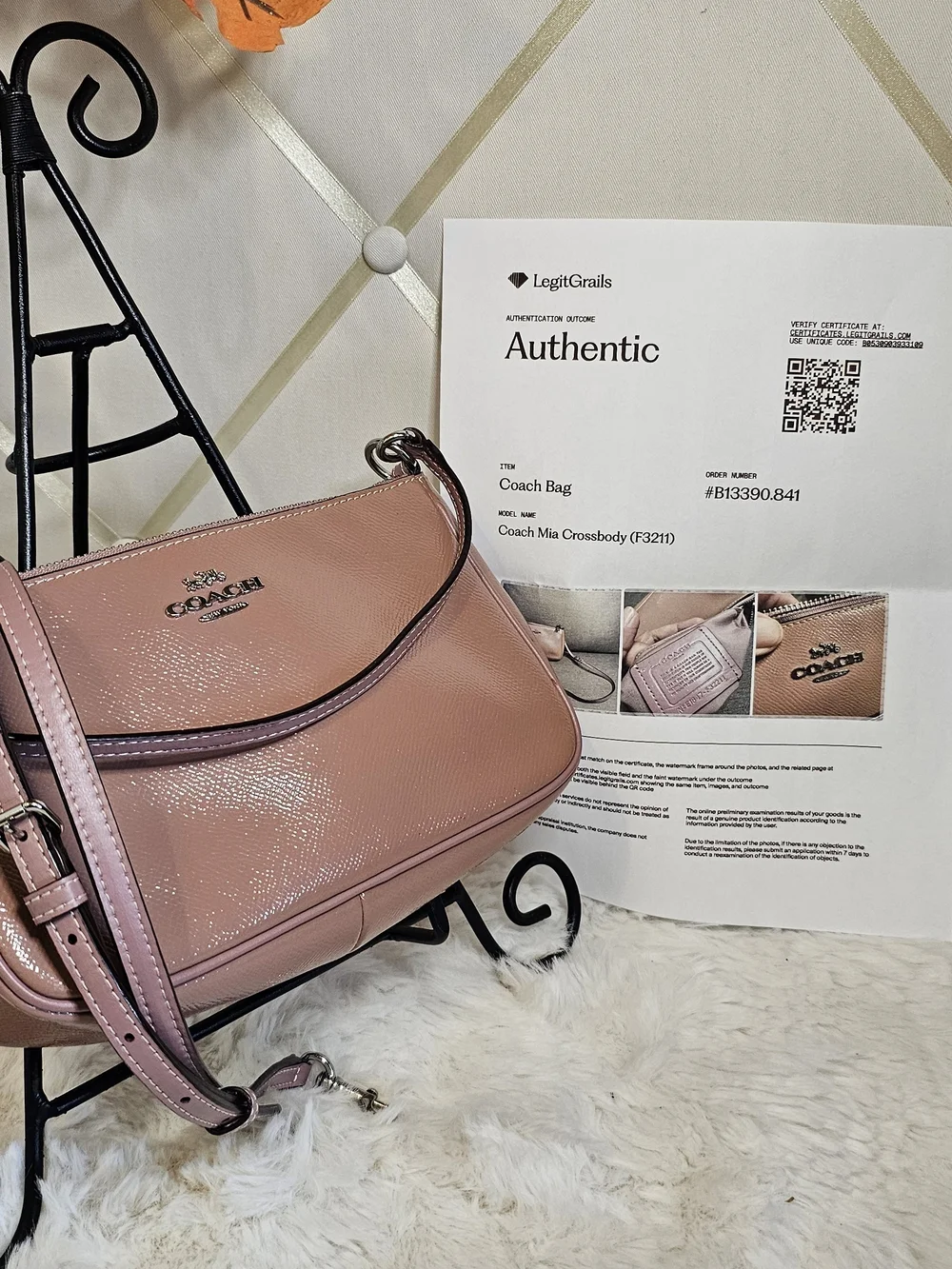 Coach Patent Leather Top Handle Pouch Crossbody Bag